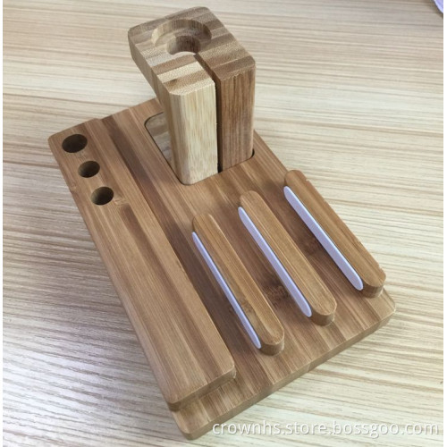 Real Bamboo wood Desktop Stand for iPad Tablet Bracket Docking Holder Charger for iPhone Charging Dock for Apple Watch
